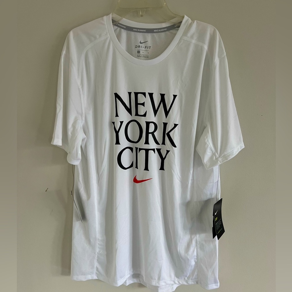 Nike Men NYC Miler Short Sleeve Top (Medium, White)